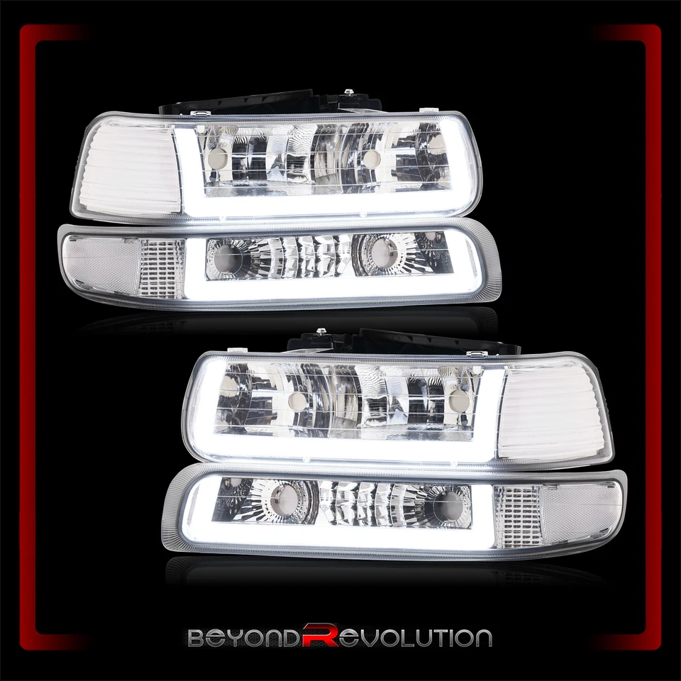 Farol LED DRL transparente Suburban Tahoe 1999-2002 Silverado 2000-2006 +para-choque - Imagem 2 de 4