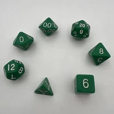 CHESSEX 7 die set Polyhedral Good-Luck-Green & White dice CHX 25405 RPG