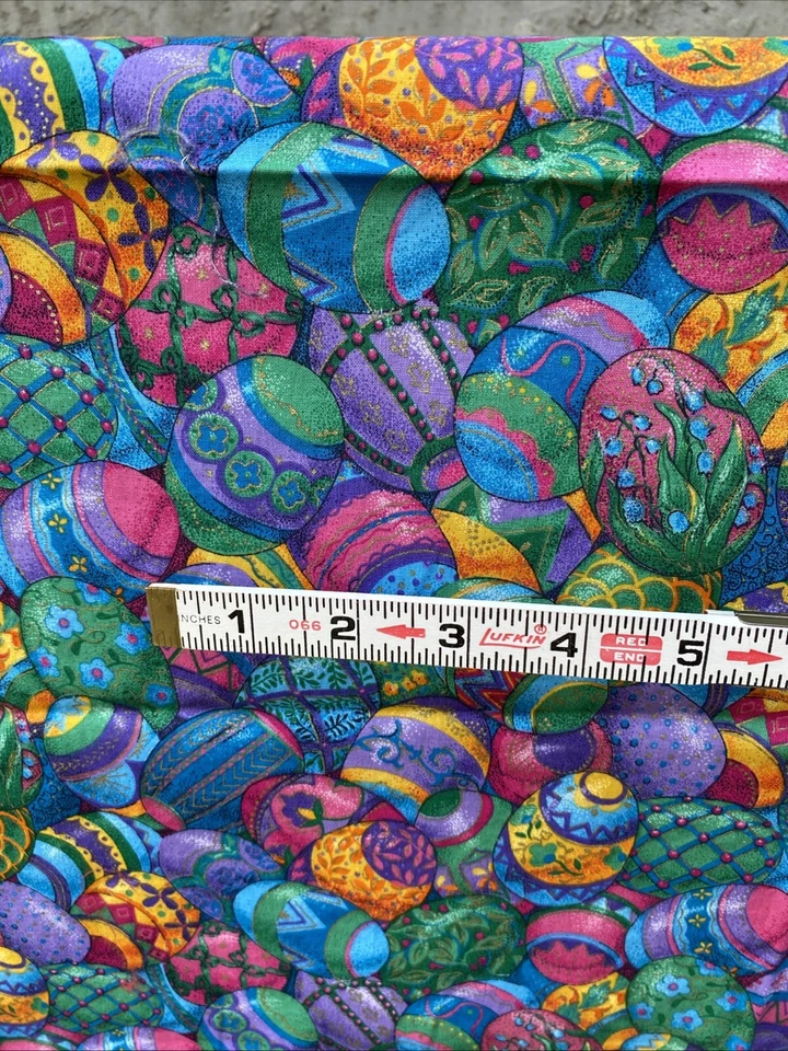 Quilters Cotton Fabric Easter Eggs Bold Color Jewel Tones Spring  Crafts - Image 3 of 4