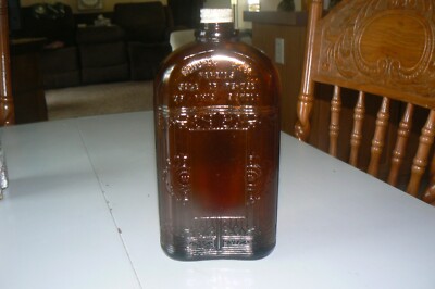 1932  Hiram Walker -Trade Mark W Whiskey Bottle Ornate Embossed -LARGE 1 QT