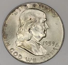 1959-D Franklin Half Dollar 50c Old Small Holder ANACS - MS65