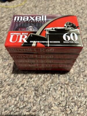 Maxwell Audio Cassettes Blank New Sealed VINTAGE 5 Pack 60 Min Normal Bias UR