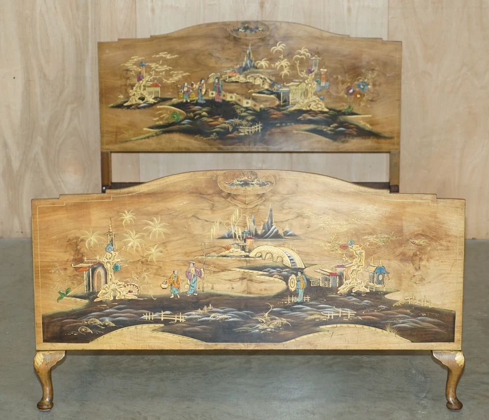 LOVELY DOUBLE SIZED CIRCA 1920 CHINESE CHINOISERIE BEDSTEAD FRAME PART SUITE - Image 2 of 4