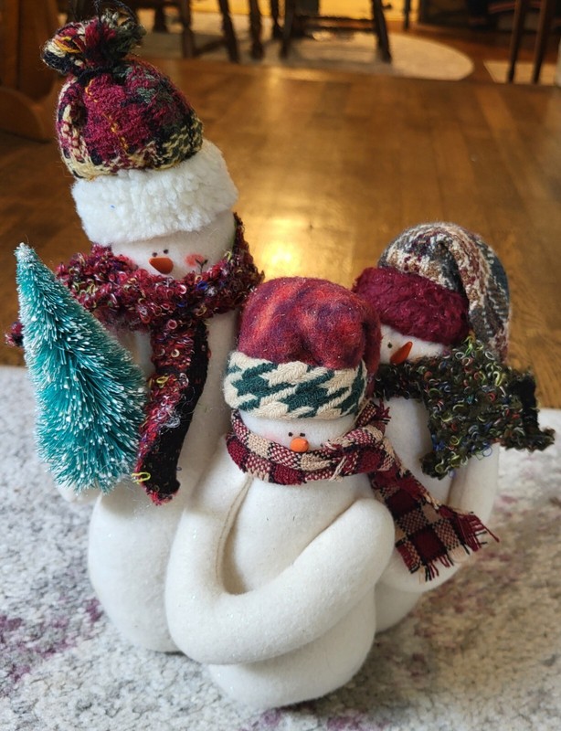 Decorative Plush Standing Trio of Snowmen.Snowman Family,Christmas, Winter Decor