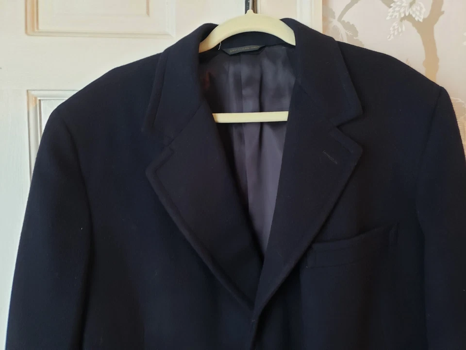 Vintage Mattie of Boston Mens Black Wool Button Front Long Overcoat Sz 44 Coat - Image 2 of 4