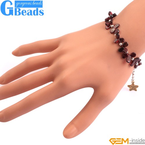 Juego de joyas brazalete collar cuentas granate rojo oscuro natural piedras preciosas hechas a mano - Imagen 10 de 30