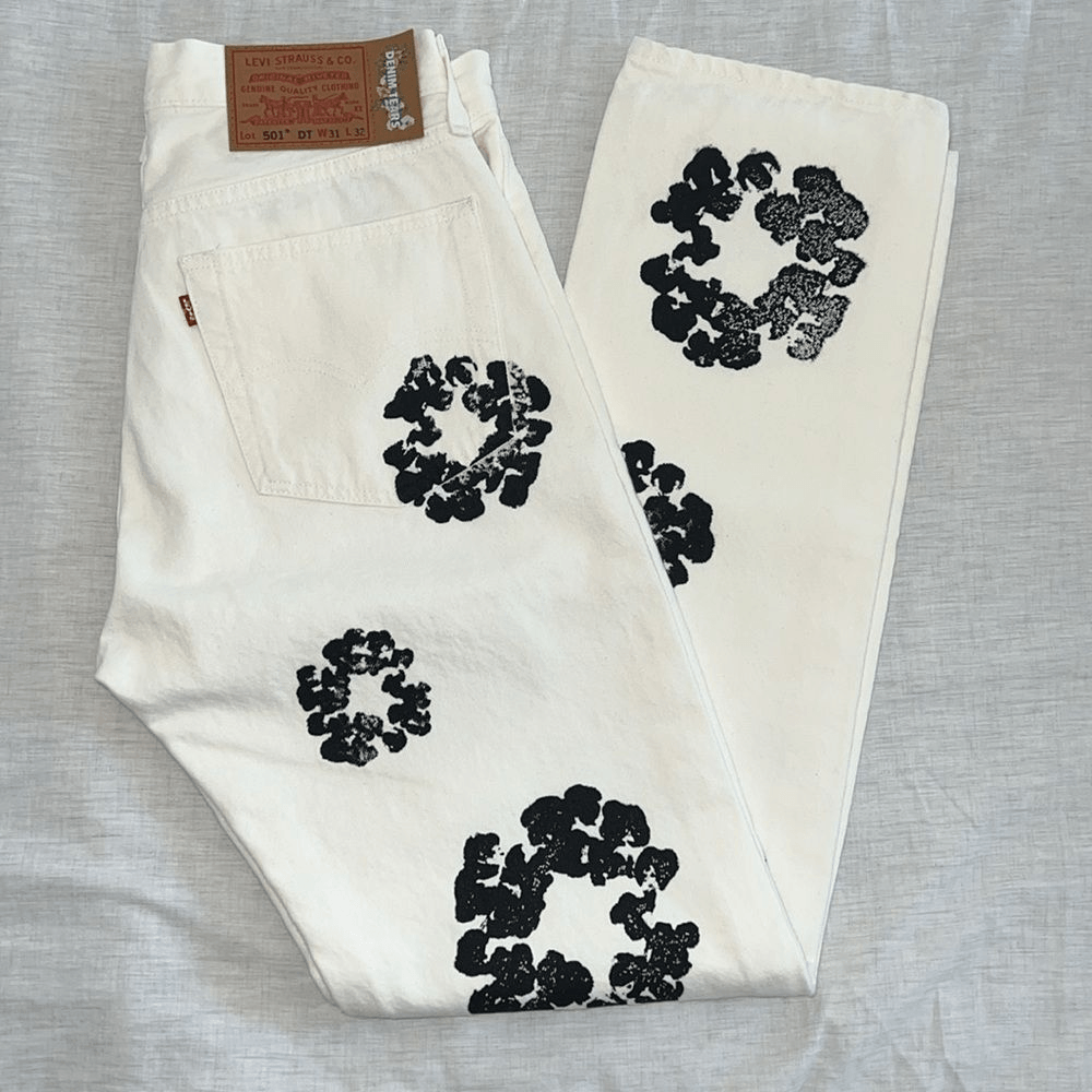 Denim Tears x Levi's Men's Cotton Wreath Chainstitch Jeans Denim Tears x Levi's Men's Cotton Wreath Chainstitch Jeans