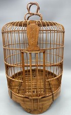 Vintage Handmade Bamboo Wood Birdcage