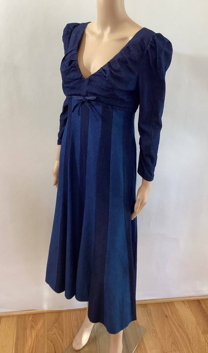 carolina herrera denim midi dress Carolina Herrera Polka Dot Denim Corseted Pencil Dress