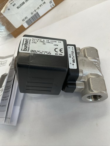 BURKERT 1/4” Solenoid Valve 00252756 24 VDC 10 W MAGNETIC VALVE, NEW - Picture 3 of 7