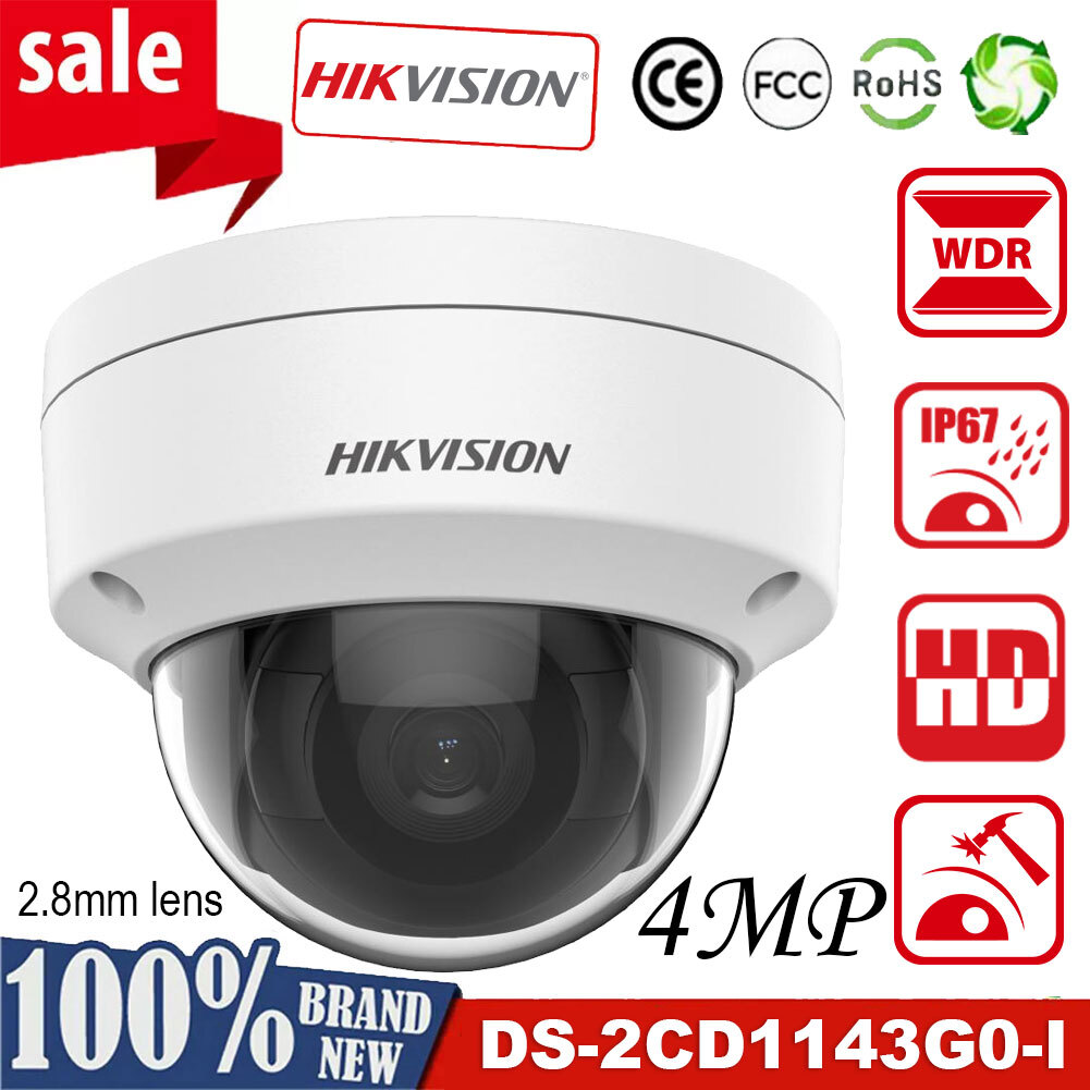 Hikvision 4MP  POE IP Network Camera DS-2CD1143G0-I  2.8MM  Dome H265+ NEW