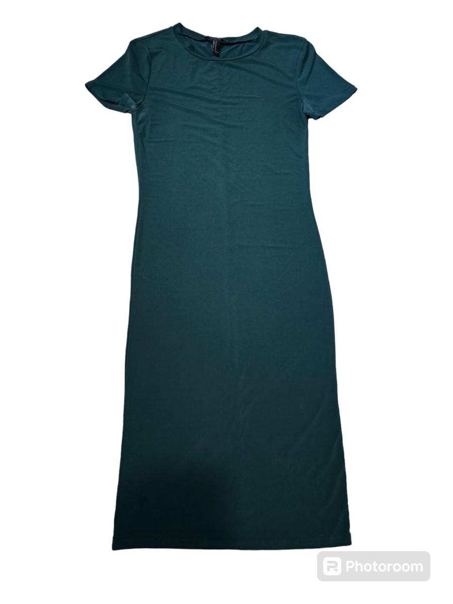 Forever 21 Women Dress Medium Green Polyester Short Sleeve Straight Pencil  Midi | eBay