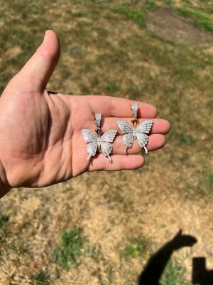 MOISSANIT Halskette Großer Schmetterling Iced Echt 925 Silber