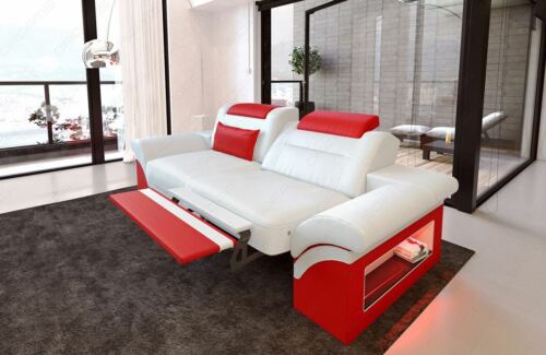 Sofa Leder Couch Designersofa MONZA Zweisitzer Modern LED Luxux USB Ledersofa - Bild 1 von 10