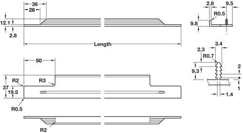 Hafele Portobello Aluminium Profil Griff 148-1198 mm Küchenschrank Schublade - Bild 4 von 6