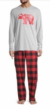 Buffalo Plaid Pants Shirt Christmas Pajama Set Mens Size L North Pole Trading