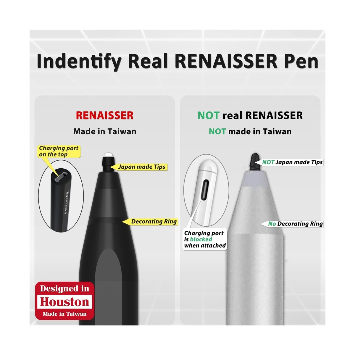RENAISSER Raphael 520 Stylus for Surface, Designed in Houston