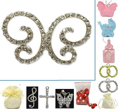 No.12 BUTTERFLY BROOCH PENDANT Cm.3.5 and SWAROSKY CRYSTALS PLACEHOLDER FAVORS