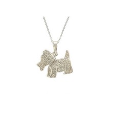 Puppy Dog Sterling Silver Diamond Necklace, 18" .01 cttw, I-J, I2-I3 