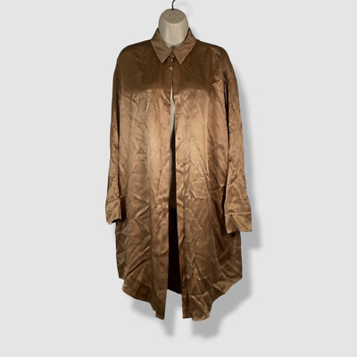 Loewe Women's Gold Silk Collared Chain Sleeve Button-Front Shirt Dress Size 36