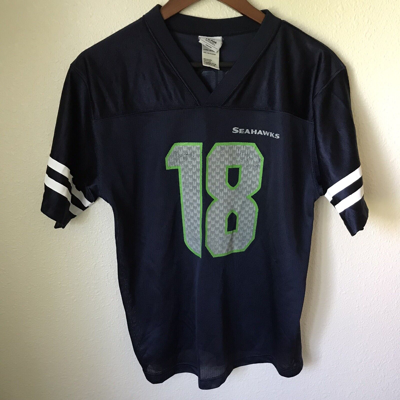 NFL Apparel Seattle Seahawks Sidney Rice Jersey #18 Size Youth Large  (14-16)