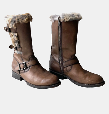 Frye Brown Leather Buckle Moto Boots Frye Veronica 6 main image 3