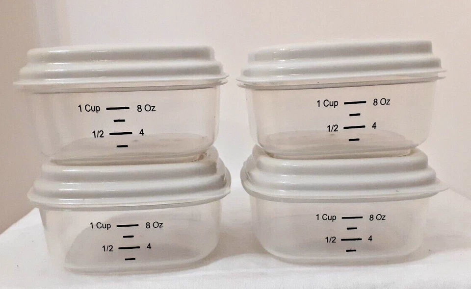 LOTE DE 4 RECIPIENTES DE 1 TAZA APTOS Y FRESCOS NUEVOS Foto 3 de 3