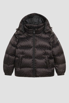 Boss Jungen Winter Steppjacke schwarz durchgehender Reißverschluss mit Logo - 10 Jahre