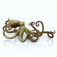 Brass Octopus Sculpture Tan Hot Patina Coastal Nautical Sealife~ SPI Home 80216