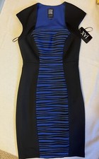 Jax Women’s Blue & Black Sheath Dress NWT  Stretch Size 4 Cap Sleeve Cute Date