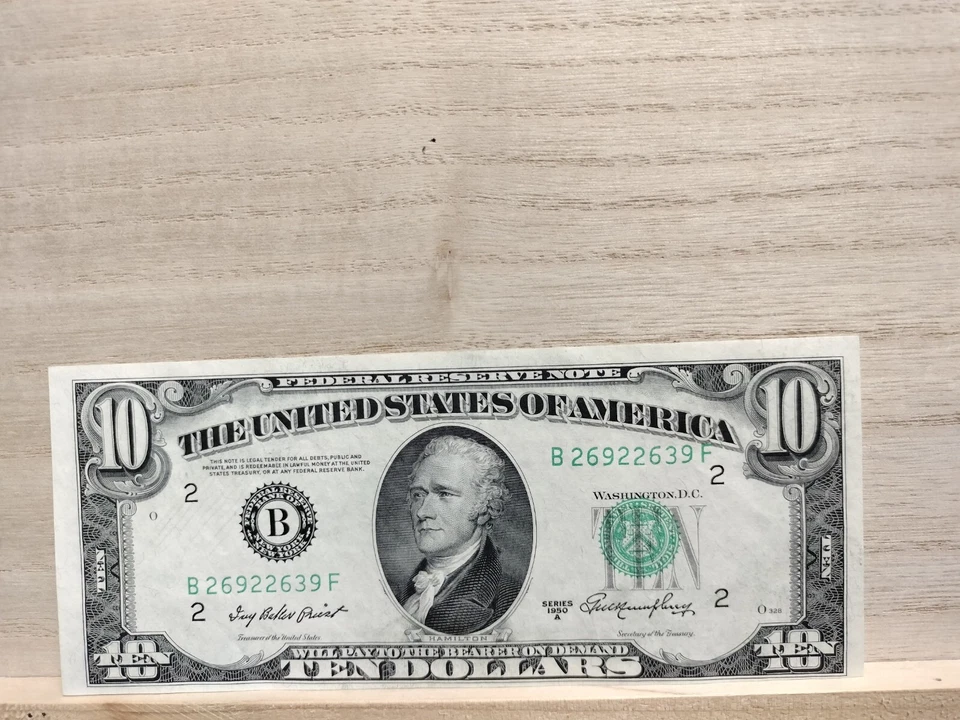 1950 A $10 US Federal Reserve Notes X5 Consecutively Numbered - Image 4 of 4