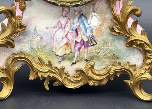 Signed Vintage Jacob Petit French Porcelain Mantel Clock – Ornate Rococo Design - Picture 5 of 20