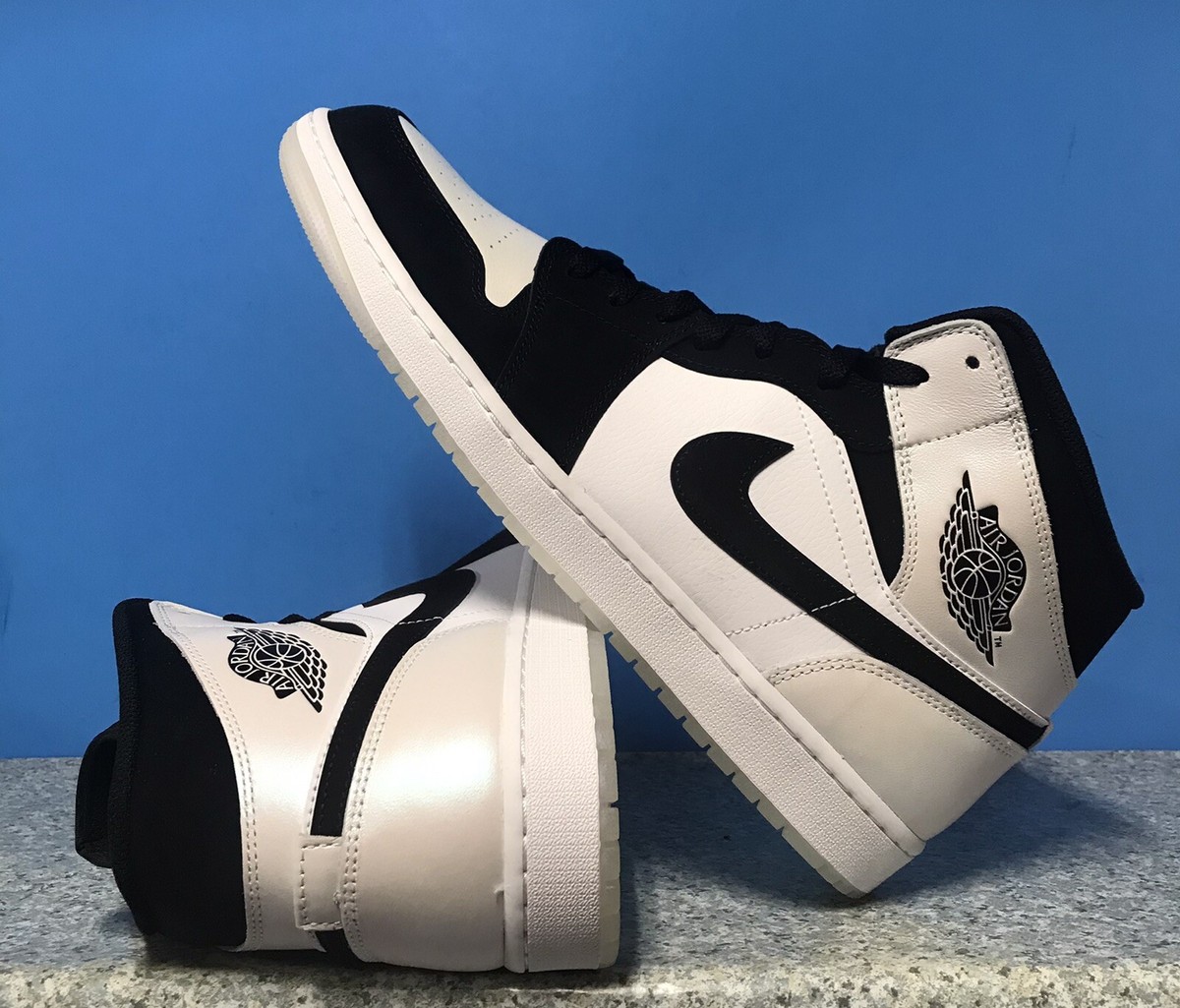 Nike Air Jordan 1 Mid SE Diamond Shorts Black White Sz 14 Mens 