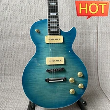 In Stock Blue Flame Maple Top Electric Guitar Chrome Hardware P90 Pickups