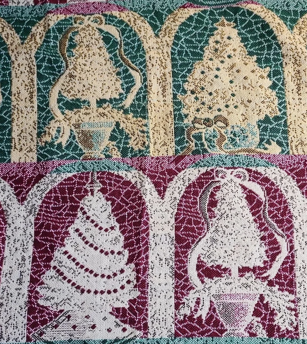 Stained Glass Knit Woven Throw Blanket Tapestry Christmas Tree 55"×44"