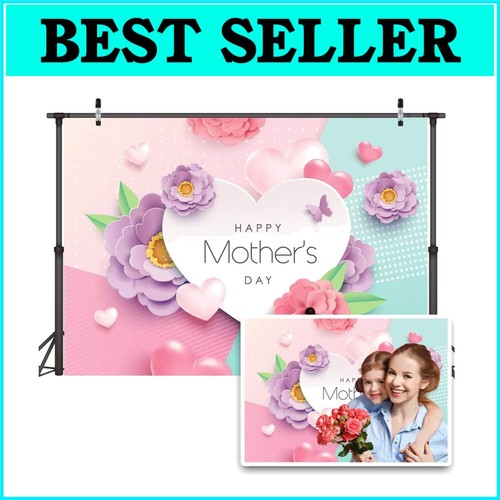 Lightweight 10x8ft Heart Shaped Mother's Day Backdrop for Stunning Photos