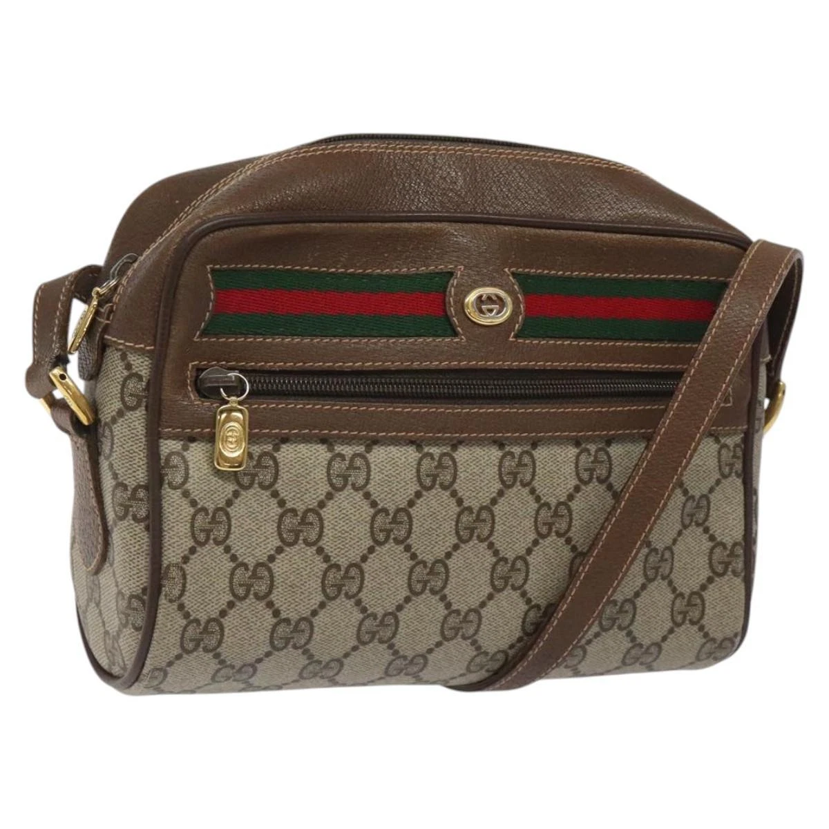 Sac GUCCI GG Supreme Web Sherry Line PVC beige or rouge 56 02 087 authentique EC527