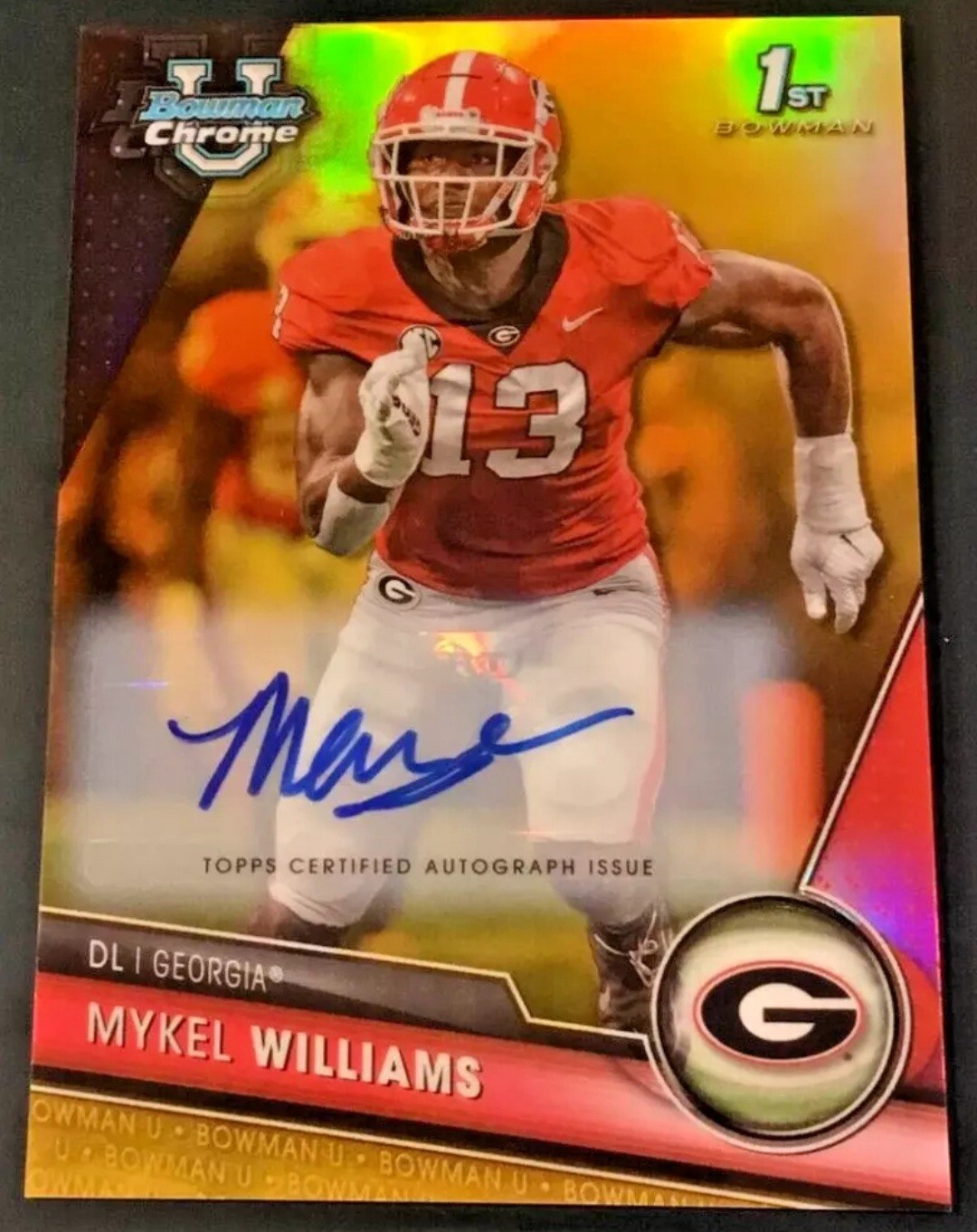2023 Bowman U Chrome 1st GOLD Refractor Mykel Williams Auto /50 #91