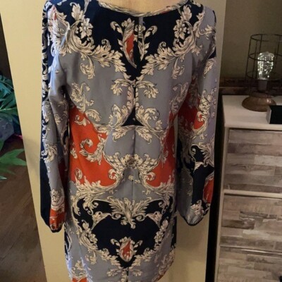 peach love cream dress PEACH LOVE CREAM California Dress Sz S Orange 3/4 Sleeves Lined