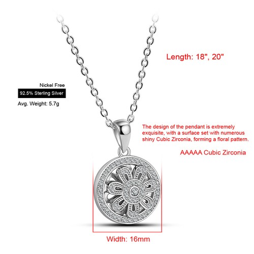 Women's Sterling Silver Shining Tiny Windmill Rotating Floral Pendant Necklace - Picture 2 of 7
