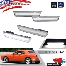 4Pcs Clear White LED Front & Rear Side Marker Lights For Dodge Challenger 08-14