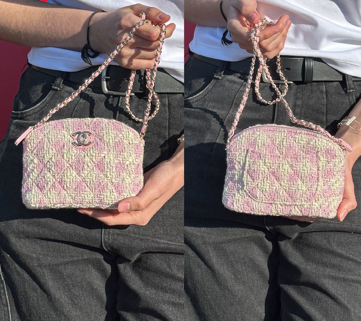 CHANEL VIP GIFT TWEED METAL CHAIN MAKEUP POUCH MINI CHANEL VIP GIFT TWEED METAL CHAIN MAKEUP POUCH MINI