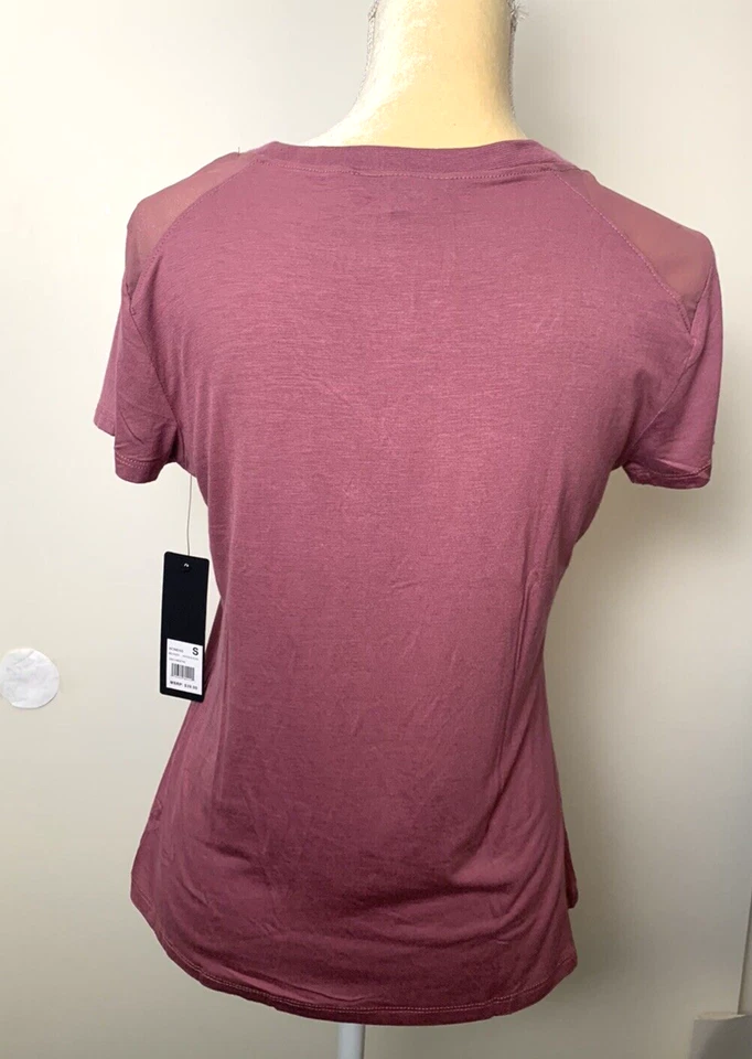 Camiseta deportiva Bebe para mujer antigua rosa rosa cuello en V ropa deportiva gimnasio talla pequeña Foto 3 de 4