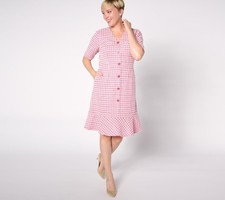 Isaac Mizrahi Live! Women's Dress Sz XL Chenille Yarn Knit Tweed Pink A628060