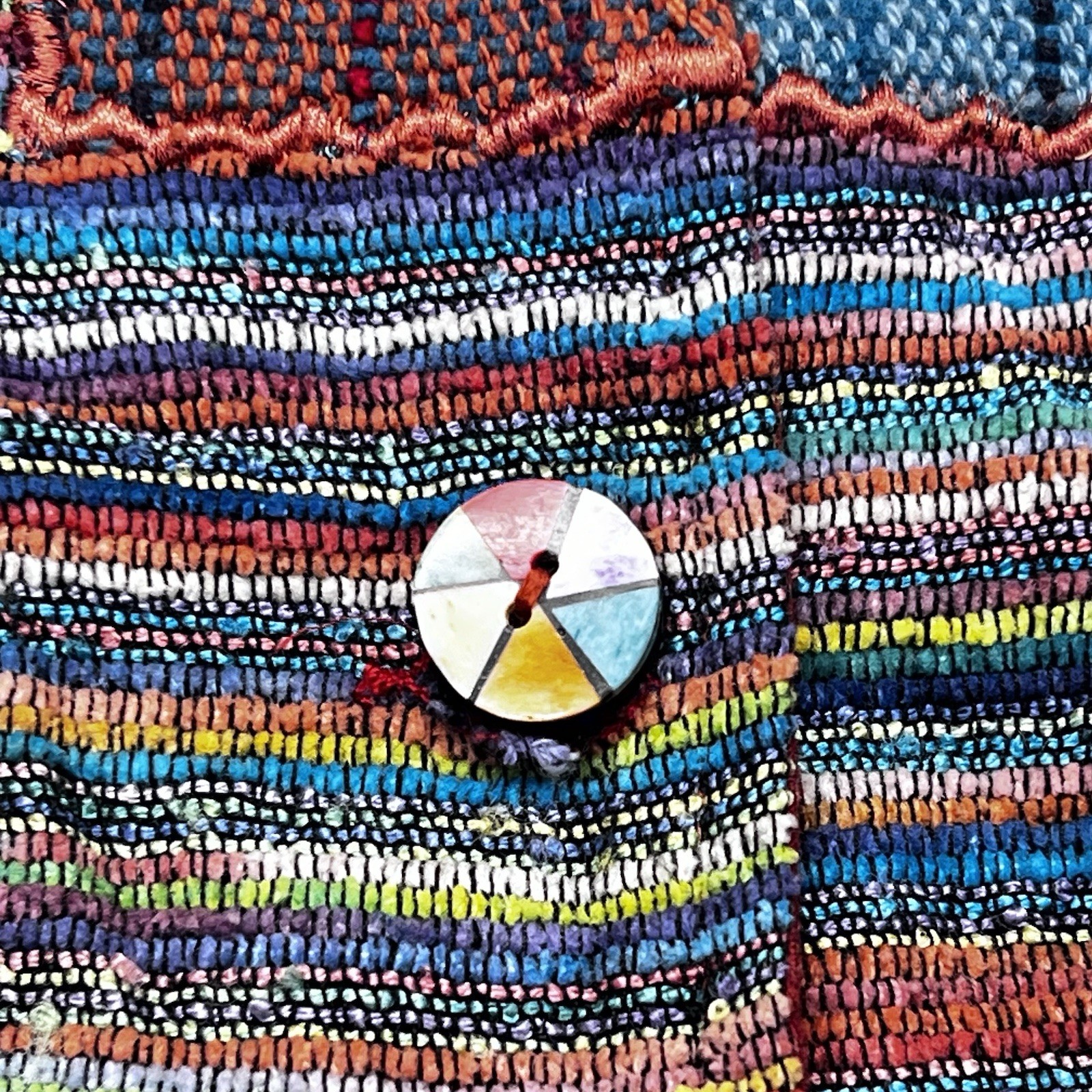 Travel Smith Patchwork Button Up 100% Cotton Blaz… - image 3