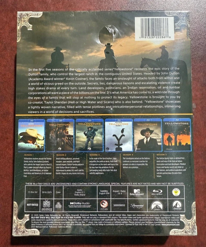 Yellowstone - The Complete Series, Season 1-5 (BLU-RAY, 12-Disc, Box-Set) Foto 3 de 4