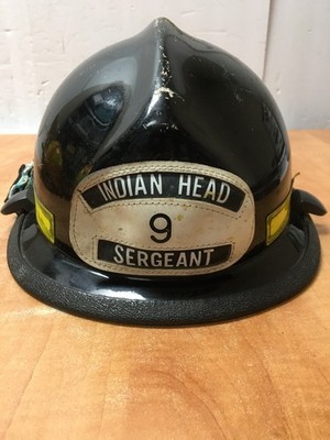 Cairns & Bros Helmet Indian Head Leather Badge Fire Fighter Helmet  Black
