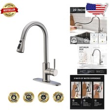 Easy Install Stainless Steel Kitchen Faucet - Multifunction Pull Down Sprayer