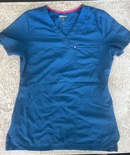 Scrubstar Premium Ethical Fabric Teil Blue Women's V-Neck Medical Scrub Top Xs