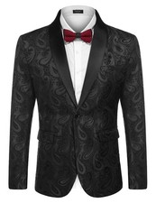 Mens Floral Tuxedo Jacket Paisley Shawl Lapel Suit Blazer Jacket for Dinner,P...
